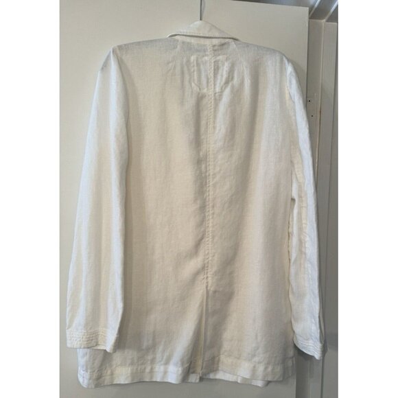 Madewell Women 100% Linen Dorset Blazer Boho Chic Coastal Shacket Medium White - Picture 4 of 14